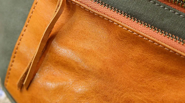 Womens Leather Canvas Sling Bag Chest Pack Bag For Women