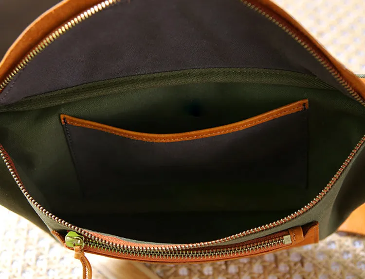 Womens Leather Canvas Sling Bag Chest Pack Bag For Women