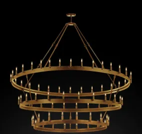 Wrought Iron Vintage Barn Metal Castile Three Tier Chandelier Chandeliers Industrial Loft Rustic Lighting W 63" H 75" - G7-CG/3428/30 24 18
